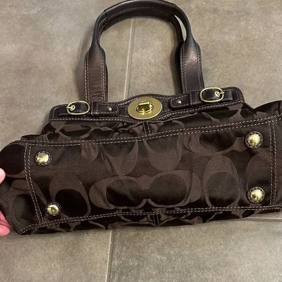 Coach Dark Brown Shoulder Bag with Gold Accents - Picture 3 of 16